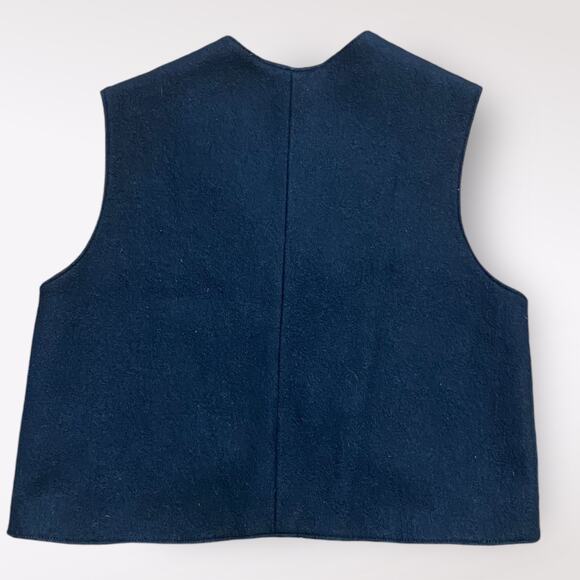 Vintage Shopping International Black Wool Felt Floral Hungarian Matyo Art Vest S - Picture 4 of 6